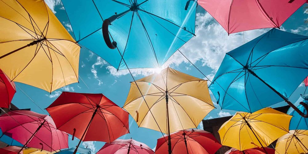 Lots umbrellas in the sky