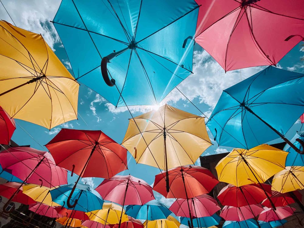 Lots umbrellas in the sky