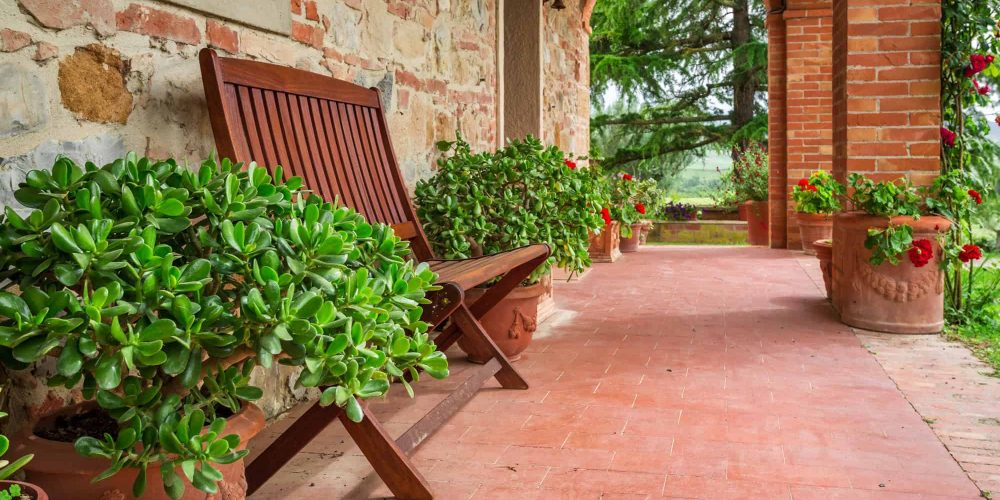 Porch full of flowers in Tuscany