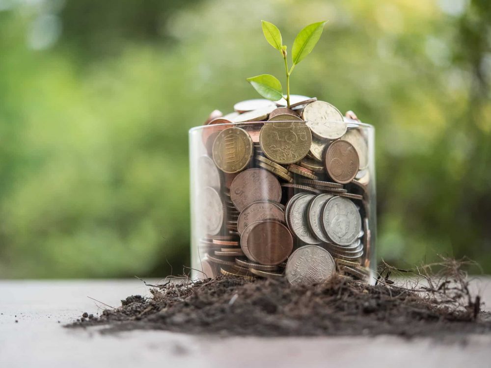 save money for investment concept coin in the glass jar