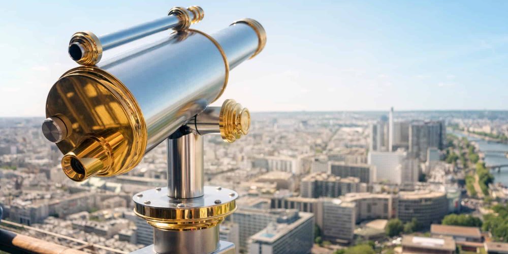 Tourist telescope on Eiffel Tower Paris Tourist telescope on Eiffel Tower Paris