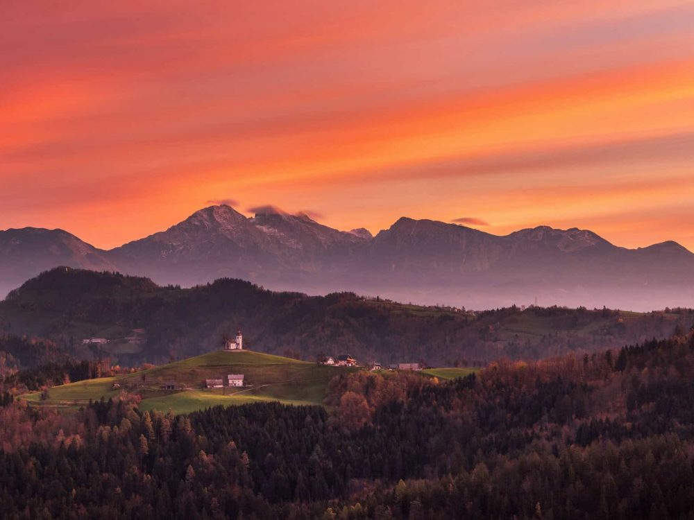 Vivid sunrise in the mountains